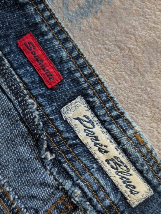 Vintage Paris Blues Blue Denim Mini Skirt with Front Pockets Women's Size 11 Y2K
