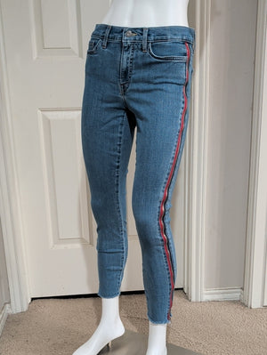 Rare Tommy Hilfiger Blue Ankle Jeans with Red Side Stripe Zipper Women's 6 US