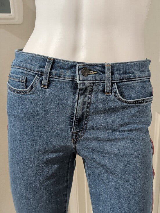 Rare Tommy Hilfiger Blue Ankle Jeans with Red Side Stripe Zipper Women's 6 US