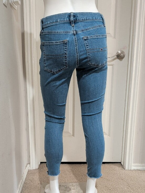 Rare Tommy Hilfiger Blue Ankle Jeans with Red Side Stripe Zipper Women's 6 US