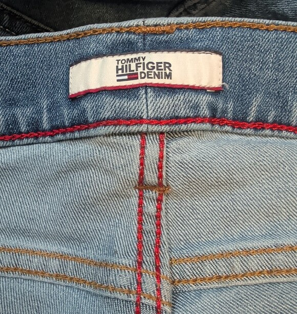Rare Tommy Hilfiger Blue Ankle Jeans with Red Side Stripe Zipper Women's 6 US