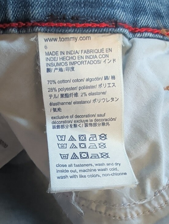 Rare Tommy Hilfiger Blue Ankle Jeans with Red Side Stripe Zipper Women's 6 US