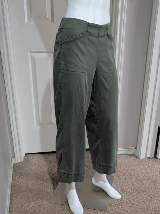 Joie Olive Green Utility Wide-Leg Pants W/ Elastic Waist Women's Small US 12 UK