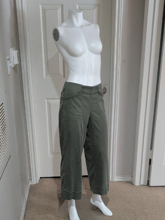 Joie Olive Green Utility Wide-Leg Pants W/ Elastic Waist Women's Small US 12 UK