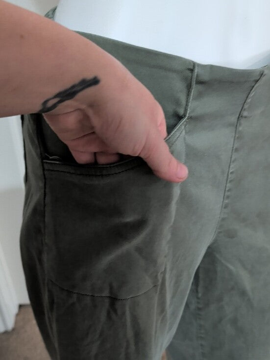 Joie Olive Green Utility Wide-Leg Pants W/ Elastic Waist Women's Small US 12 UK