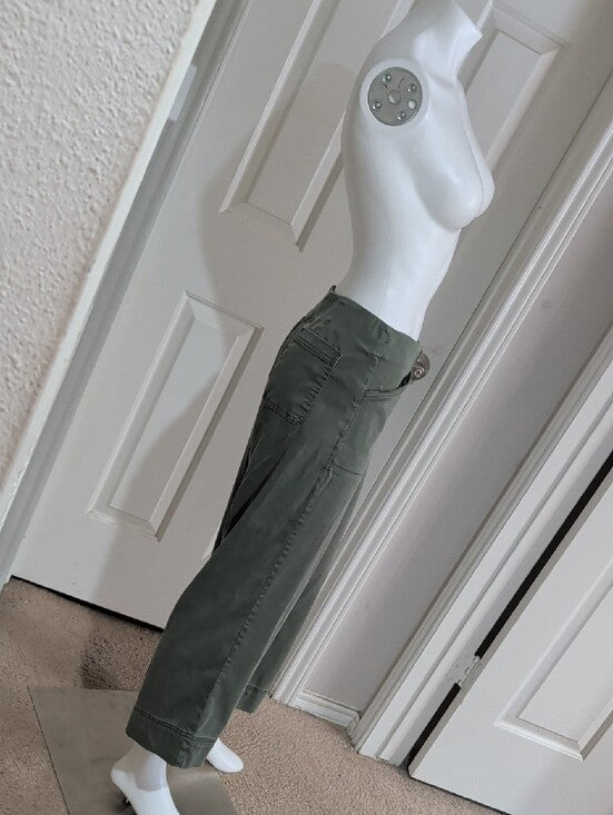 Joie Olive Green Utility Wide-Leg Pants W/ Elastic Waist Women's Small US 12 UK