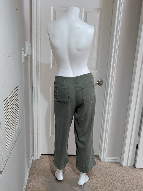 Joie Olive Green Utility Wide-Leg Pants W/ Elastic Waist Women's Small US 12 UK