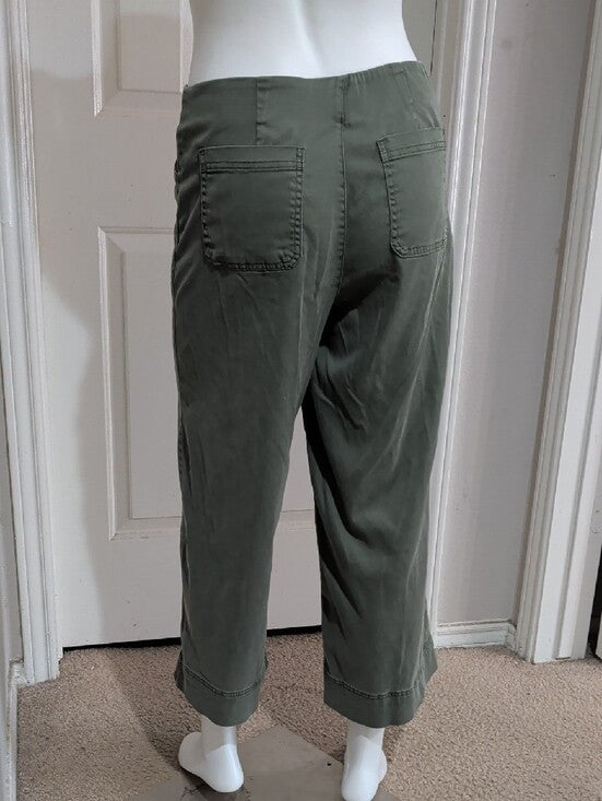 Joie Olive Green Utility Wide-Leg Pants W/ Elastic Waist Women's Small US 12 UK