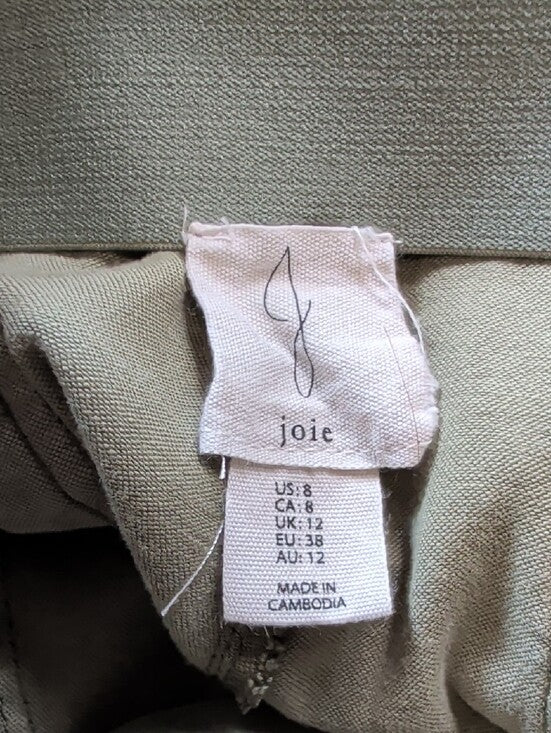 Joie Olive Green Utility Wide-Leg Pants W/ Elastic Waist Women's Small US 12 UK