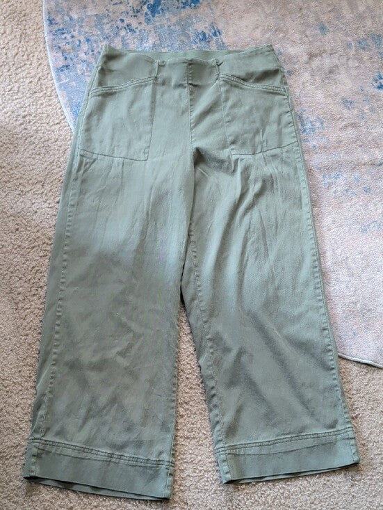 Joie Olive Green Utility Wide-Leg Pants W/ Elastic Waist Women's Small US 12 UK