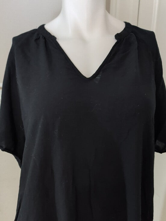 Old Navy Black V-Neck Short Sleeve Tunic Blouse Women's XL