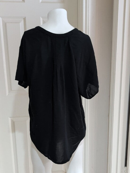Old Navy Black V-Neck Short Sleeve Tunic Blouse Women's XL
