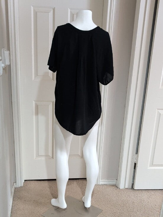 Old Navy Black V-Neck Short Sleeve Tunic Blouse Women's XL