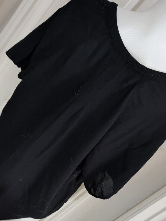 Old Navy Black V-Neck Short Sleeve Tunic Blouse Women's XL