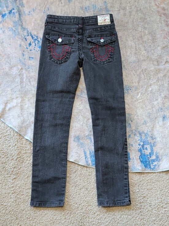 True Religion Kids Geno Black Skinny Jeans — Sleek Slim Fit - Boy's 10 US