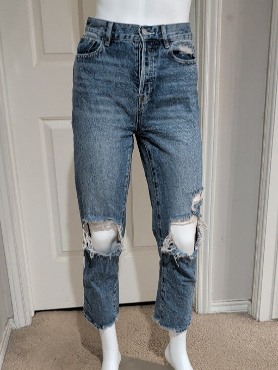 PacSun Light Blue Distressed Cropped Jeans Women's 25 US 100% Cotton