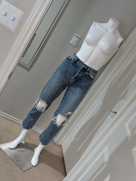 PacSun Light Blue Distressed Cropped Jeans Women's 25 US 100% Cotton