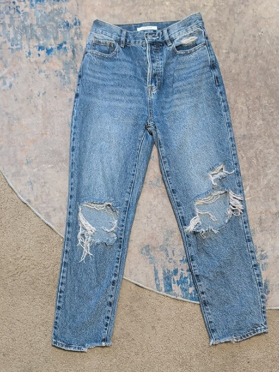 PacSun Light Blue Distressed Cropped Jeans Women's 25 US 100% Cotton