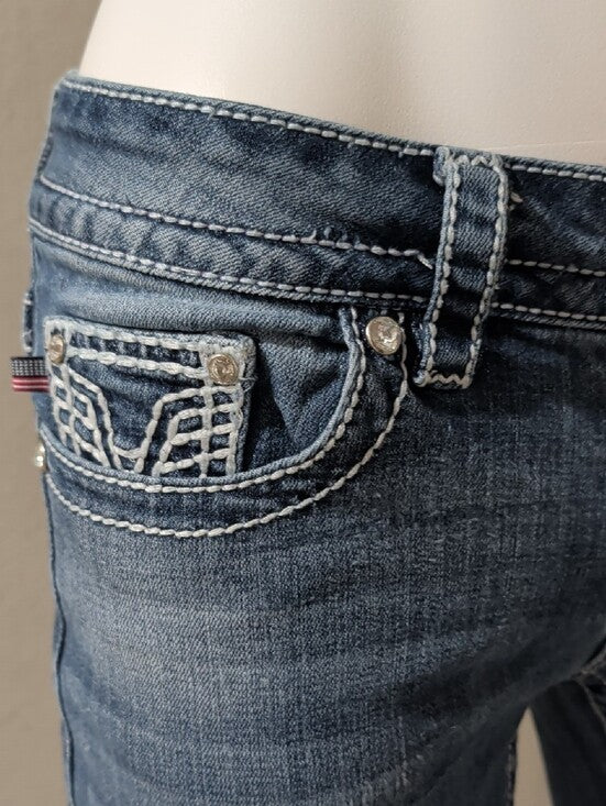Vigoss Distressed Mid-Rise Blue Cropped Jeans Women's 26 US Y2K