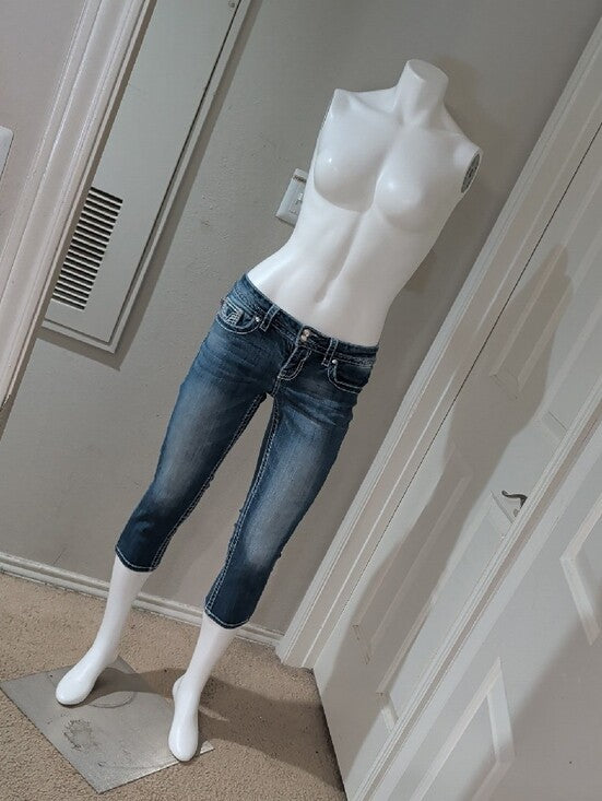 Vigoss Distressed Mid-Rise Blue Cropped Jeans Women's 26 US Y2K