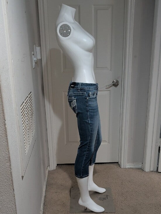 Vigoss Distressed Mid-Rise Blue Cropped Jeans Women's 26 US Y2K