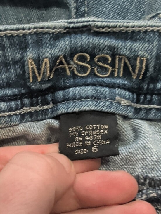 Massini Boldly Stitched Cropped Mid-Rise Blue Jeans Women's 6 Italian or 0/00 US