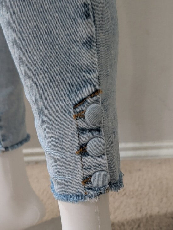 Marfinno Light Blue Cropped Skinny Jeans - Casual High-Rise - Women's 2/XS US