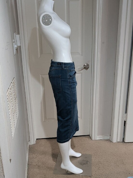 Liverpool Stretch Dark Blue Denim Midi Pencil Skirt W/ Pockets Women's 8/29 US
