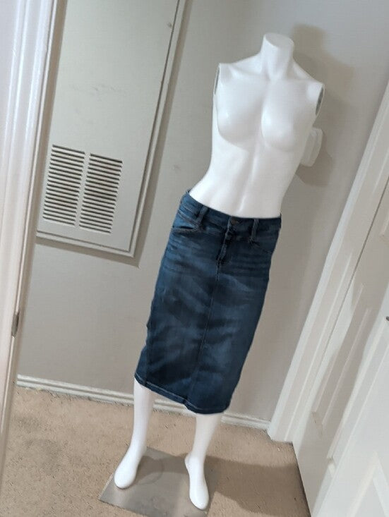 Liverpool Stretch Dark Blue Denim Midi Pencil Skirt W/ Pockets Women's 8/29 US