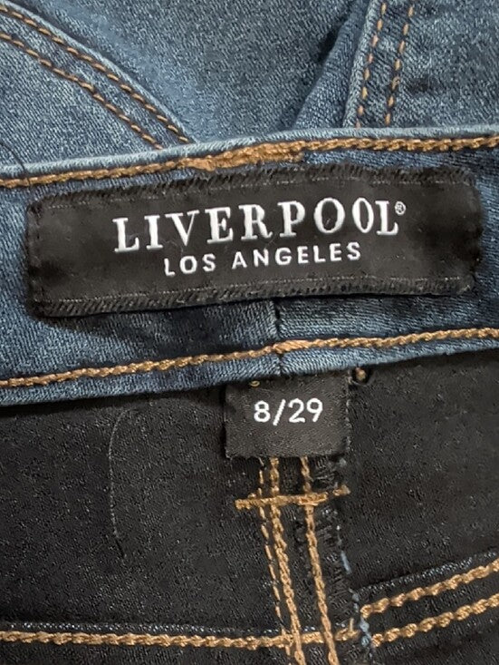 Liverpool Stretch Dark Blue Denim Midi Pencil Skirt W/ Pockets Women's 8/29 US