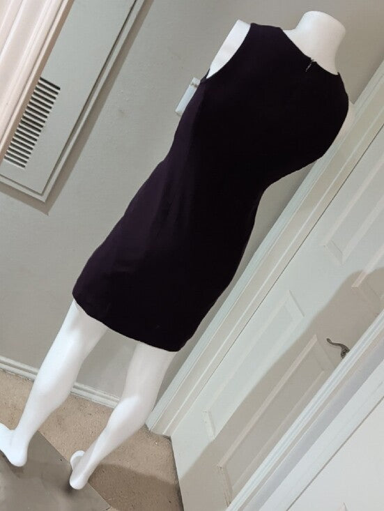 Jones New York Sleeveless Sheath Dress in Deep Plum - Classic Women's Dress 8 US