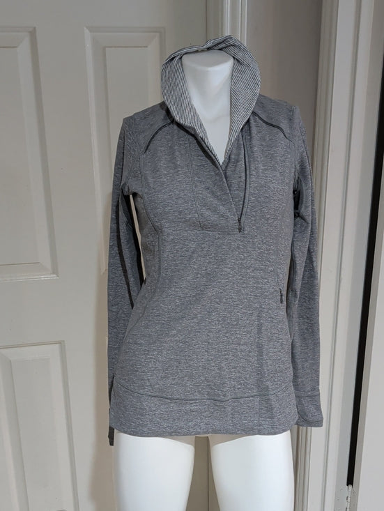 Lululemon Athletica Heather Gray Quarter-Zip Hooded Pullover Women's 8 (M) US