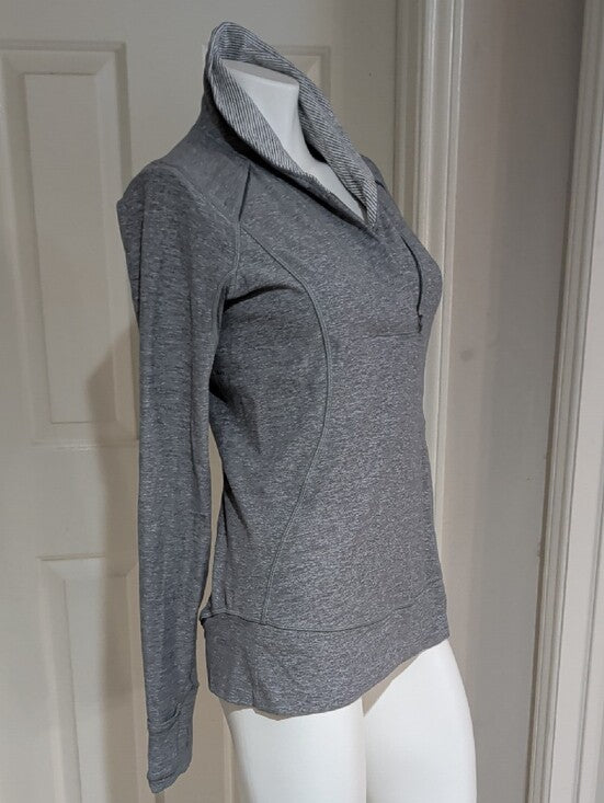 Lululemon Athletica Heather Gray Quarter-Zip Hooded Pullover Women's 8 (M) US