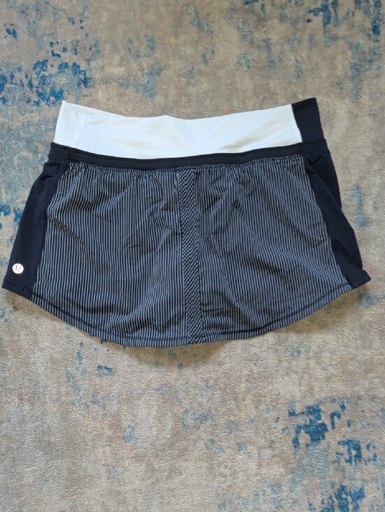 Lululemon Athletica Black Pinstripe Skort with Wrap Waistband Women's 6 (M) US