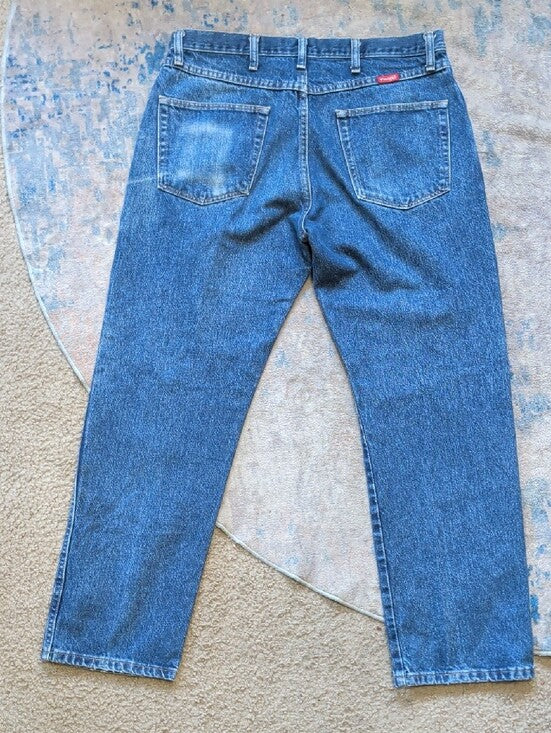 Wrangler Straight Denim Jeans in Faded Blue Men's 32x30