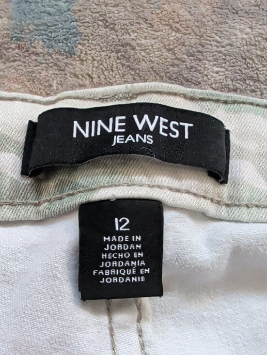Nine West Pale Green Camo Stretch Ankle Jeans Women's Large (12) US