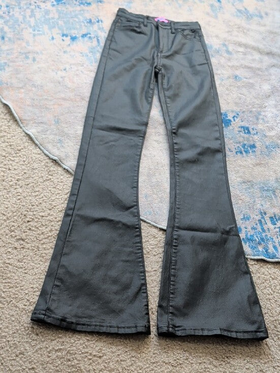 edikted High-Rise Black Flared  Faux Leather Pants Women's XS US
