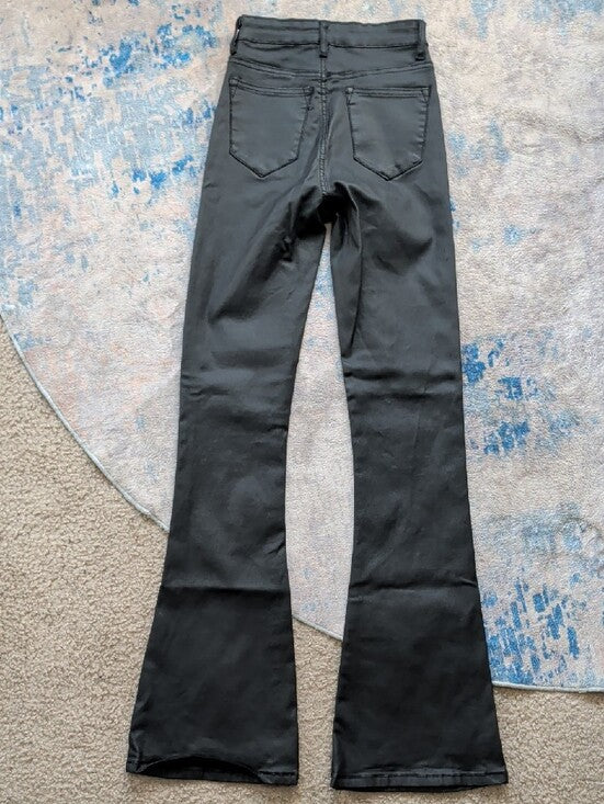 edikted High-Rise Black Flared  Faux Leather Pants Women's XS US