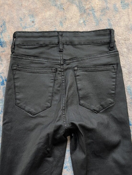 edikted High-Rise Black Flared  Faux Leather Pants Women's XS US
