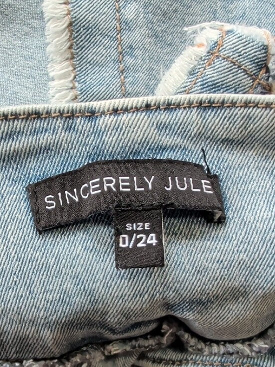 Sincerely Jules Light Blue Denim Wrap Midi Skirt with Front Slit Women's 0/24 US