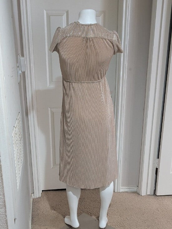 Baltic Born Metallic Champagne Wrap Midi Dress Women's 10-12 US