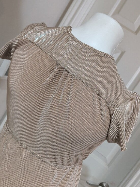 Baltic Born Metallic Champagne Wrap Midi Dress Women's 10-12 US