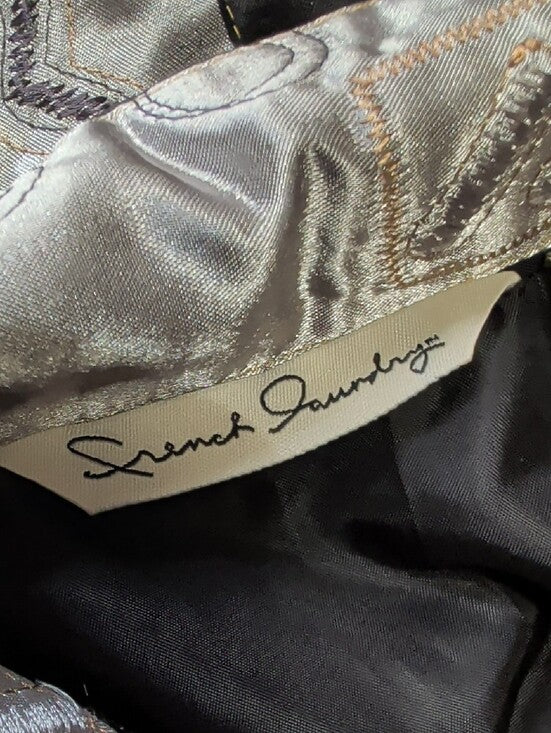 French Laundry Black & Silver Patchwork Embroidered Button-Up Blazer Women's S