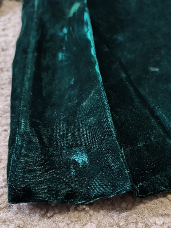 VTG Sarah Kent Emerald Green Velvet Dress w/ Lace Collar Girls 10-12 (Youth Medium)