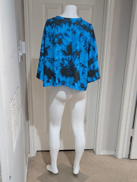 SHEIN Curve Blue and Black Tie-Dye Cropped Top Women's 4XL US