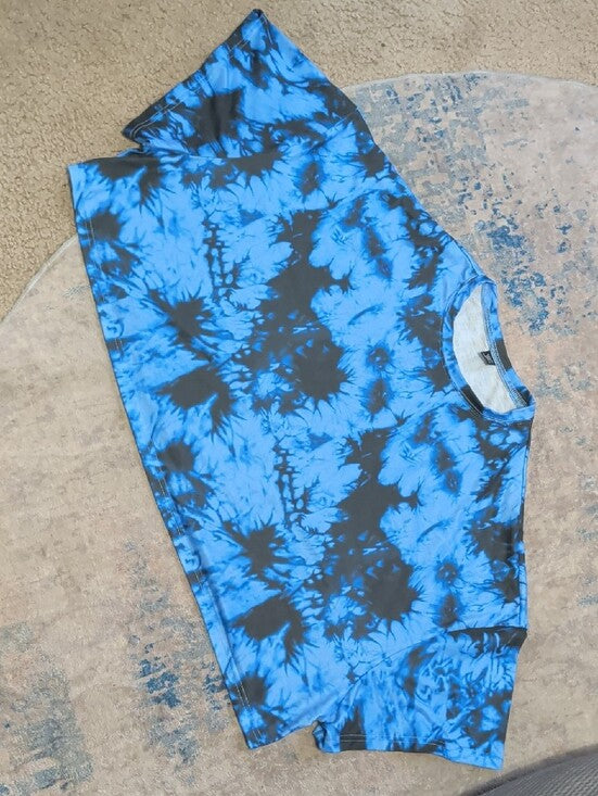 SHEIN Curve Blue and Black Tie-Dye Cropped Top Women's 4XL US