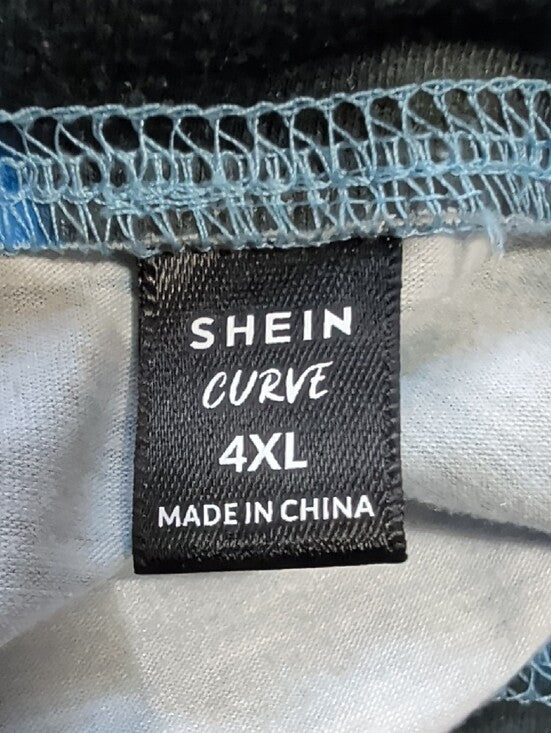 SHEIN Curve Blue and Black Tie-Dye Cropped Top Women's 4XL US
