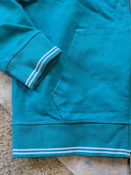 Psycho Bunny Kids Teal Hooded Zip-Up Jacket w/ Bunny Patch Boy's Medium (10-12)