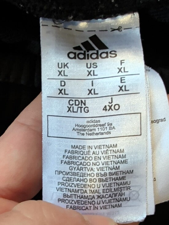 adidas Black Joggers with White Logo Sweatpants Men's XL