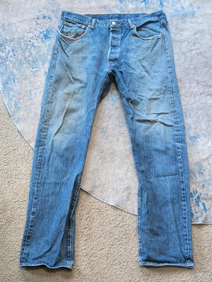 Levi's Distressed Straight Fit Blue Denim Jeans Men's 38x34 US
